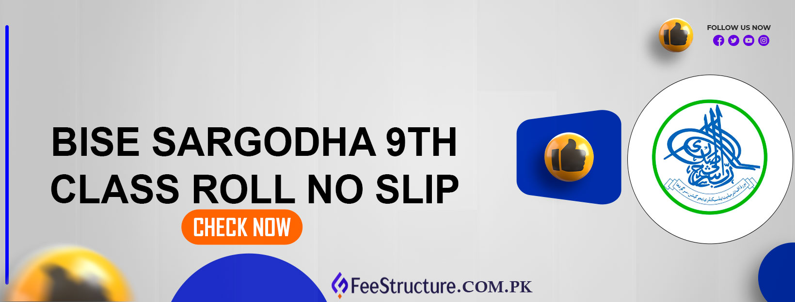 BISE Sargodha 9th Class Roll No Slip